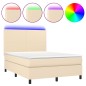 vidaXL Cama box spring colchón y luces LED tela crema 140x190 cm vidaXL Cama box spring colchón y luces LED tela crema 140x190 cm