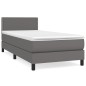 vidaXL Cama box spring con colchón cuero sintético gris 90x200 cm vidaXL Cama box spring con colchón cuero sintético gris 90x200 cm