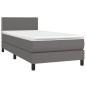 vidaXL Cama box spring con colchón cuero sintético gris 90x200 cm vidaXL Cama box spring con colchón cuero sintético gris 90x200 cm
