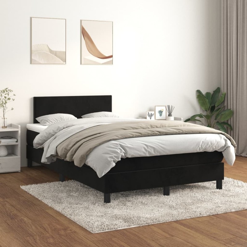 vidaXL Cama box spring con colchón terciopelo negro 120x200 cm vidaXL Cama box spring con colchón terciopelo negro 120x200 cm