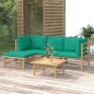 vidaXL Set de muebles de jardín 5 piezas bambú con cojines verde