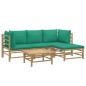 vidaXL Set de muebles de jardín 5 piezas bambú con cojines verde