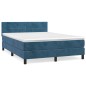 vidaXL Cama box spring con colchón terciopelo azul oscuro 140x190 cm