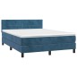 vidaXL Cama box spring con colchón terciopelo azul oscuro 140x190 cm
