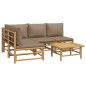 vidaXL Set de muebles de jardín 5 piezas bambú y cojines gris taupé vidaXL Set de muebles de jardín 5 piezas bambú y cojines gris taupé
