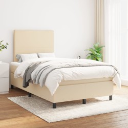 vidaXL Cama box spring con colchón tela color crema 120x200 cm