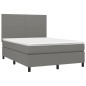 vidaXL Cama box spring con colchón tela gris oscuro 140x190 cm vidaXL Cama box spring con colchón tela gris oscuro 140x190 cm