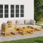 vidaXL Set muebles de jardín 6 pzas madera maciza y cojines gris claro vidaXL Set muebles de jardín 6 pzas madera maciza y cojines gris claro
