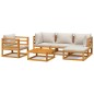 vidaXL Set muebles de jardín 6 pzas madera maciza y cojines gris claro vidaXL Set muebles de jardín 6 pzas madera maciza y cojines gris claro