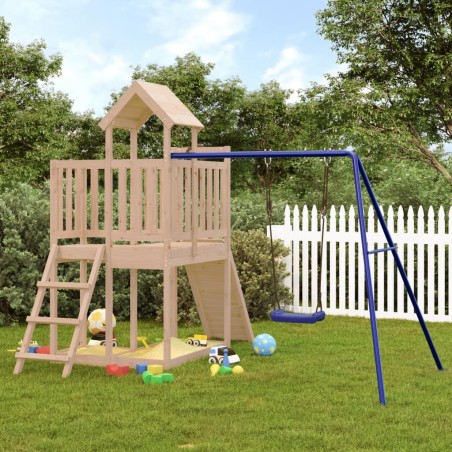 vidaXL Parque infantil de exterior madera maciza de pino