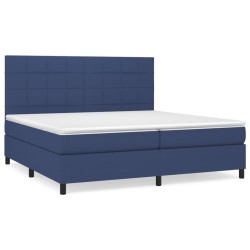 vidaXL Cama box spring con colchón tela azul 200x200 cm