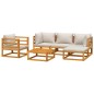 vidaXL Set muebles de jardín 6 pzas madera maciza y cojines gris claro vidaXL Set muebles de jardín 6 pzas madera maciza y cojines gris claro