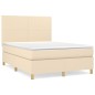 vidaXL Cama box spring con colchón tela color crema 140x190 cm