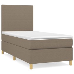 vidaXL Cama box spring con colchón tela gris taupe 90x190 cm
