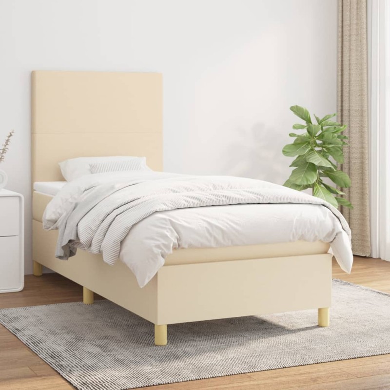 vidaXL Cama box spring con colchón tela color crema 80x200 cm vidaXL Cama box spring con colchón tela color crema 80x200 cm