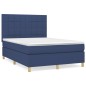 vidaXL Cama box spring con colchón tela azul 140x190 cm