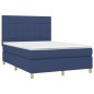 vidaXL Cama box spring con colchón tela azul 140x190 cm