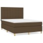 vidaXL Cama box spring con colchón tela marrón oscuro 140x200 cm vidaXL Cama box spring con colchón tela marrón oscuro 140x200 cm