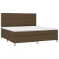 vidaXL Cama box spring con colchón tela marrón oscuro 200x200 cm vidaXL Cama box spring con colchón tela marrón oscuro 200x200 cm