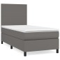 vidaXL Cama box spring con colchón cuero sintético gris 80x200 cm vidaXL Cama box spring con colchón cuero sintético gris 80x200 cm