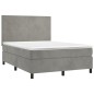 vidaXL Cama box spring con colchón terciopelo gris claro 140x190 cm vidaXL Cama box spring con colchón terciopelo gris claro 140x190 cm