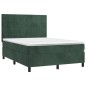 vidaXL Cama box spring con colchón terciopelo verde oscuro 140x200 cm vidaXL Cama box spring con colchón terciopelo verde oscuro 140x200 cm