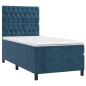 vidaXL Cama box spring con colchón terciopelo azul oscuro 90x200 cm vidaXL Cama box spring con colchón terciopelo azul oscuro 90x200 cm