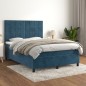 vidaXL Cama box spring con colchón terciopelo azul oscuro 140x190 cm vidaXL Cama box spring con colchón terciopelo azul oscuro 140x190 cm