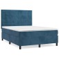 vidaXL Cama box spring con colchón terciopelo azul oscuro 140x190 cm vidaXL Cama box spring con colchón terciopelo azul oscuro 140x190 cm