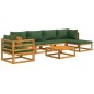 vidaXL Juego muebles de jardín 7 piezas madera maciza y cojines verdes vidaXL Juego muebles de jardín 7 piezas madera maciza y cojines verdes
