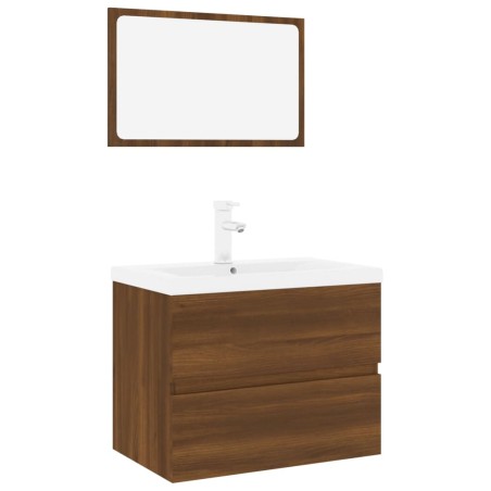 vidaXL Set de muebles de baño madera contrachapada marrón roble
