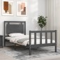 vidaXL Estructura de cama con cabecero madera maciza gris 90x200 cm vidaXL Estructura de cama con cabecero madera maciza gris 90x200 cm