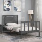 vidaXL Estructura de cama con cabecero madera maciza gris 90x200 cm vidaXL Estructura de cama con cabecero madera maciza gris 90x200 cm