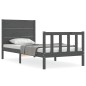 vidaXL Estructura de cama con cabecero madera maciza gris 90x200 cm vidaXL Estructura de cama con cabecero madera maciza gris 90x200 cm