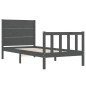 vidaXL Estructura de cama con cabecero madera maciza gris 90x200 cm vidaXL Estructura de cama con cabecero madera maciza gris 90x200 cm