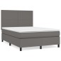 vidaXL Cama box spring con colchón cuero sintético gris 140x190 cm vidaXL Cama box spring con colchón cuero sintético gris 140x190 cm