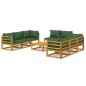 vidaXL Juego muebles de jardín 9 piezas madera maciza y cojines verdes vidaXL Juego muebles de jardín 9 piezas madera maciza y cojines verdes