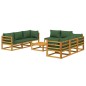 vidaXL Juego muebles de jardín 9 piezas madera maciza y cojines verdes vidaXL Juego muebles de jardín 9 piezas madera maciza y cojines verdes