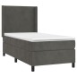 vidaXL Cama box spring colchón y LED terciopelo gris oscuro 90x190 cm vidaXL Cama box spring colchón y LED terciopelo gris oscuro 90x190 cm