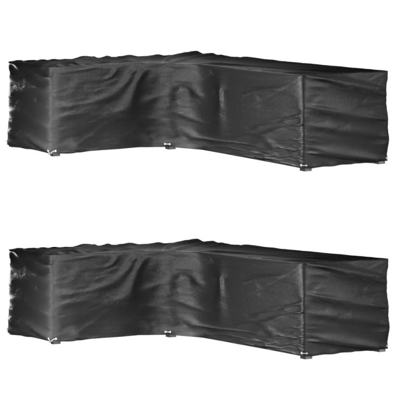 vidaXL Fundas muebles jardín forma de L 2 uds 16 ojales 210x260x80 cm vidaXL Fundas muebles jardín forma de L 2 uds 16 ojales 210x260x80 cm