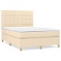 vidaXL Cama box spring con colchón tela color crema 140x200 cm vidaXL Cama box spring con colchón tela color crema 140x200 cm