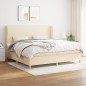 vidaXL Cama box spring con colchón tela color crema 200x200 cm vidaXL Cama box spring con colchón tela color crema 200x200 cm