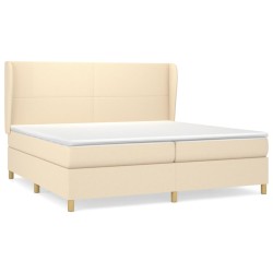 vidaXL Cama box spring con colchón tela color crema 200x200 cm