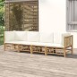 vidaXL Set de muebles de jardín 4 piezas bambú y cojines blanco crema vidaXL Set de muebles de jardín 4 piezas bambú y cojines blanco crema