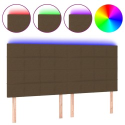 vidaXL Cabecero con luces LED tela marrón oscuro 160x5x118/128 cm
