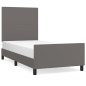 vidaXL Estructura de cama con cabecero cuero sintético gris 100x200 cm