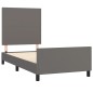 vidaXL Estructura de cama con cabecero cuero sintético gris 100x200 cm
