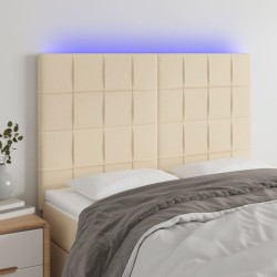 vidaXL Cabecero con luces LED tela crema 144x5x118/128 cm