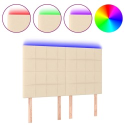 vidaXL Cabecero con luces LED tela crema 144x5x118/128 cm