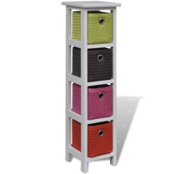 vidaXL Estante de almacenaje con cestas de colores madera de paulonia 